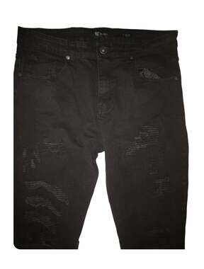 Waimea Skinny Fit Distressed Black Jeans Size 34x32
